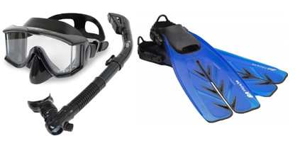 beginner scuba gear package mask = fins